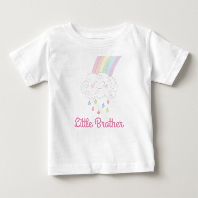 Camiseta Para Bebê Pequeno Irmão Rainbow (Frente)