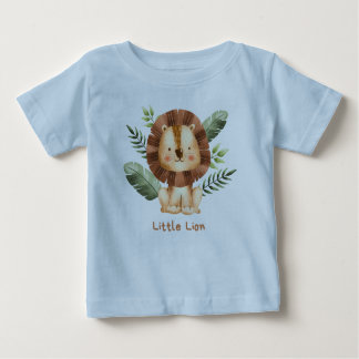 Camiseta Para Bebê Pequeno Leão-Camiseta: Adorável Leão Castanho Desi