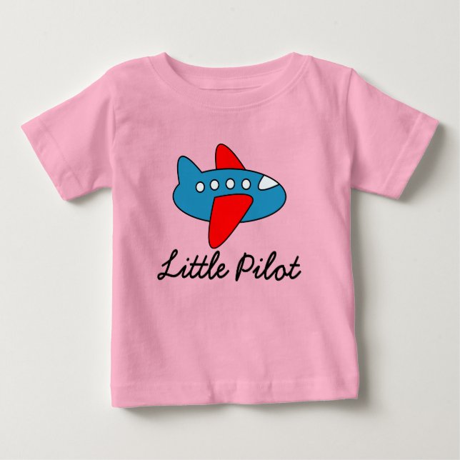 Camiseta Para Bebê Pequeno macacão piloto com desenho animado de aviã (Frente)