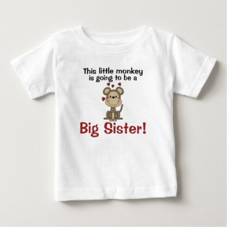 Camiseta Para Bebê Pequeno Macaco Corações Grande Irmã