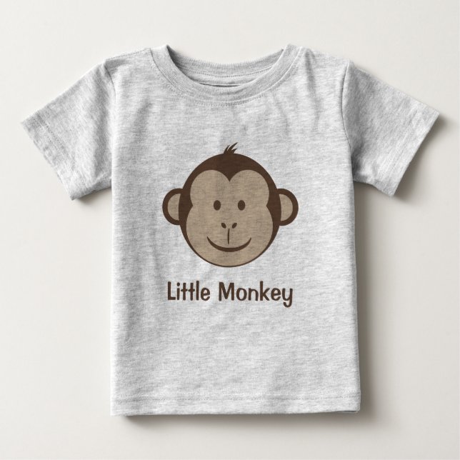 Camiseta Para Bebê Pequeno Macaco Face (Frente)