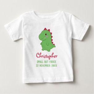 Camiseta Para Bebê Pequeno Mas Feroz Dino Cute T-Rex Chibi Engraçad