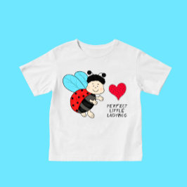 Camiseta Para Bebê Pequeno menino joaninha com coração