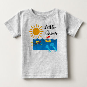 Camiseta Para Bebê Pequeno mergulhador com água gelada - Baby Fine Je