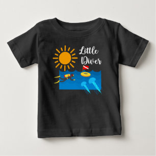 Camiseta Para Bebê Pequeno mergulhador com água gelada - Baby Fine Je