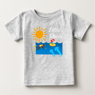 Camiseta Para Bebê Pequeno mergulhador com água gelada - Baby Fine Je