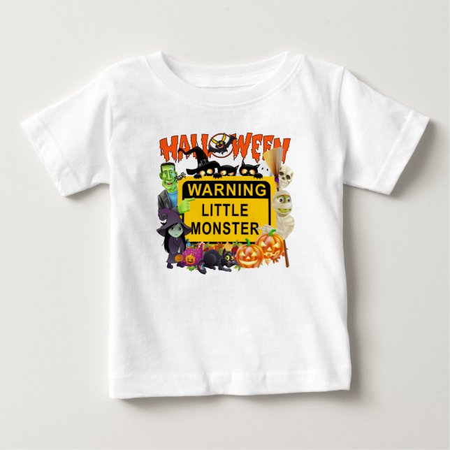 Camiseta Para Bebê Pequeno Monstro, Halloween (Frente)