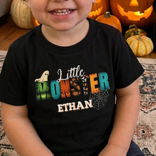 Camiseta Para Bebê pequeno Monstro Halloween 2026personalizado para c