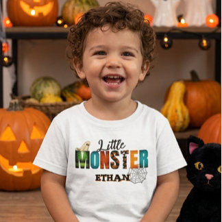 Camiseta Para Bebê pequeno Monstro Halloween 2026personalizado toddle