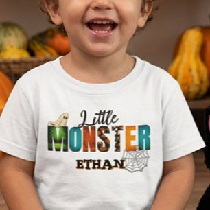 Camiseta Para Bebê pequeno Monstro Halloween 2026personalizado toddle