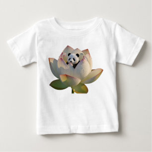 Camiseta Para Bebê Pequeno Panda Subindo Floresta de Bambu Cristalino