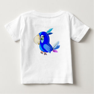 Camiseta Para Bebê Pequeno papagaio Azul