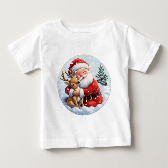 Camiseta Para Bebê Pequeno papai noel (Frente)