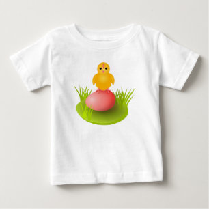Camiseta Para Bebê Pequeno pintinho amarelo e ovo