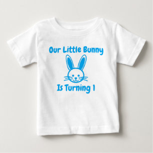 Camiseta Para Bebê Pequeno primeiro aniversario Bunny