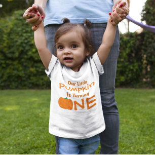 Camiseta Para Bebê Pequeno primeiro aniversario de Abóbora
