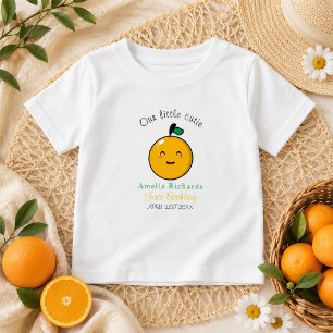 Camiseta Para Bebê Pequeno primeiro aniversario de Citros de Laranja 