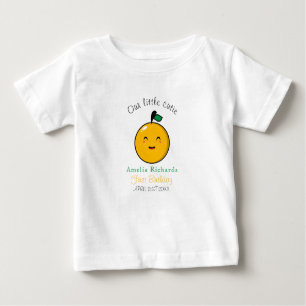 Camiseta Para Bebê Pequeno primeiro aniversario de Citros de Laranja