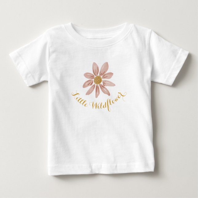 Camiseta Para Bebê Pequeno primeiro aniversario de flor selvagem (Frente)