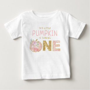 Camiseta Para Bebê Pequeno primeiro aniversario de Meninas de Abóbora