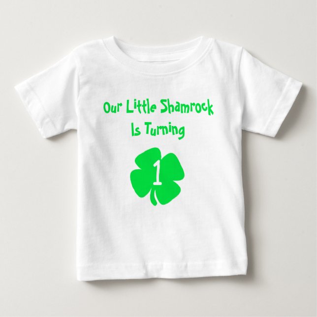 Camiseta Para Bebê Pequeno primeiro aniversario de Shamrock Baby T-Sh (Frente)