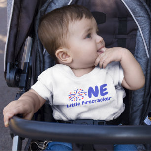 Camiseta Para Bebê Pequeno primeiro aniversario Firecracker Baby T-Sh