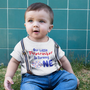 Camiseta Para Bebê Pequeno primeiro aniversario Firecracker Baby T-Sh