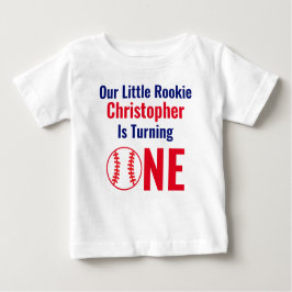 Camiseta Para Bebê Pequeno primeiro aniversario Rookie Baseball
