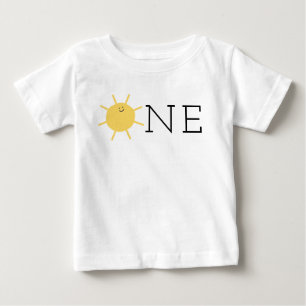 Camiseta Para Bebê Pequeno primeiro aniversario Sol Um