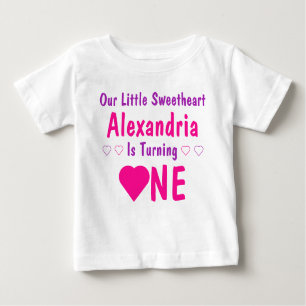Camiseta Para Bebê Pequeno primeiro aniversario Swetheart