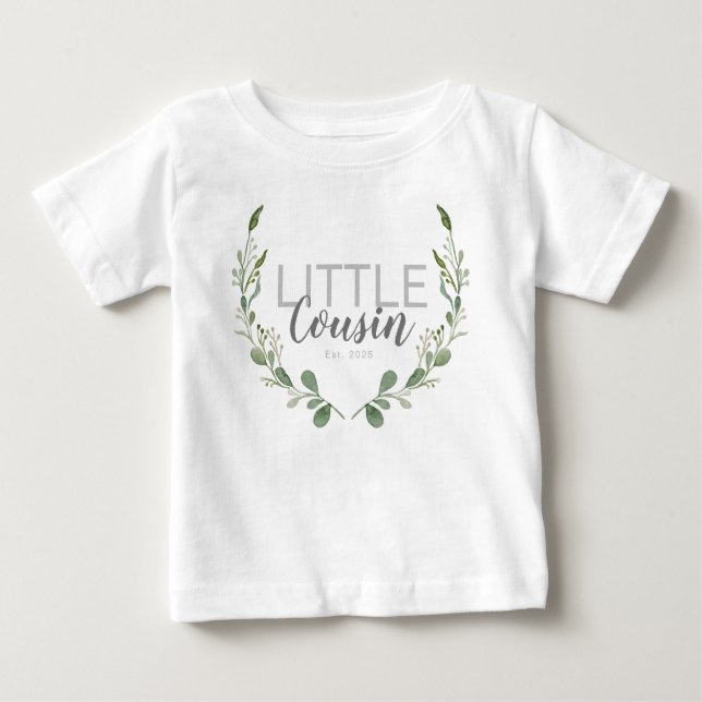 Camiseta Para Bebê Pequeno Primo Greenery Watercolor (Frente)