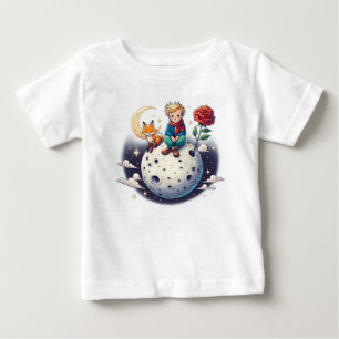 Camiseta Para Bebê Pequeno Príncipe sentado na lua