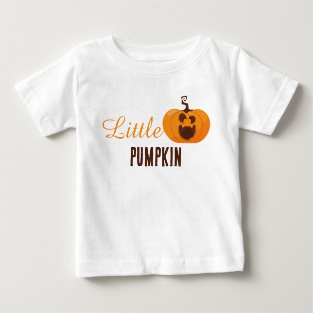 Camiseta Para Bebê Pequeno Pumpkin Cute Halloween Laranja Colorido (Frente)