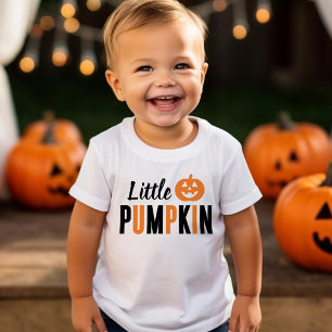 Camiseta Para Bebê Pequeno Pumpkin Laranja e Negro Moderno Halloween