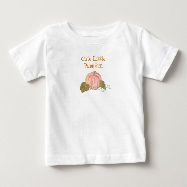 Camiseta Para Bebê Pequeno Pumpkin Primeiro Aniversário - Frase Perso (Frente)