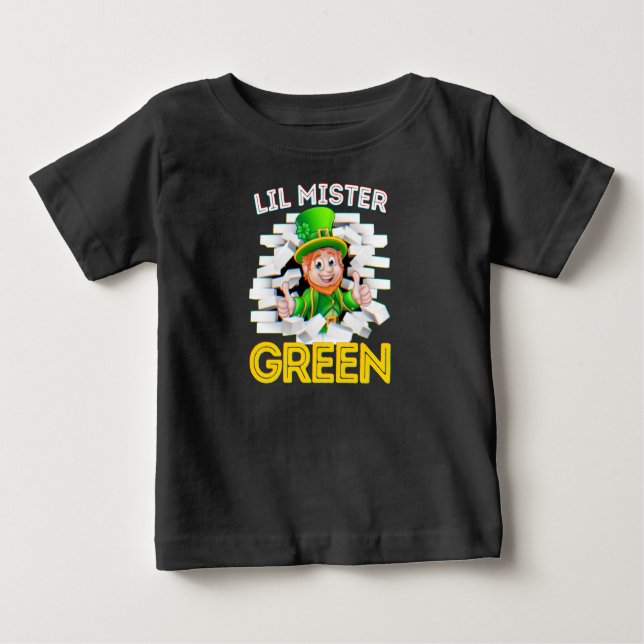 Camiseta Para Bebê Pequeno Senhor Verde Menino Irlandês Leprechaun Bo (Frente)