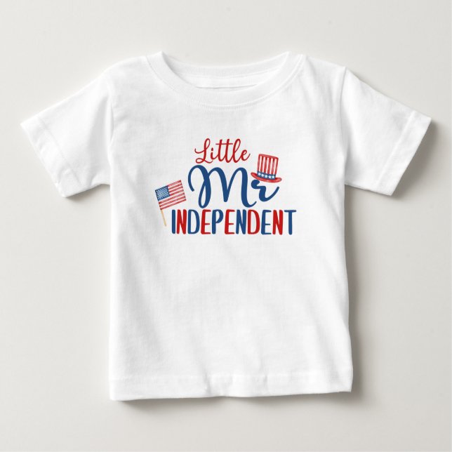 Camiseta Para Bebê Pequeno Sr Independente, 4 de Julho (Frente)