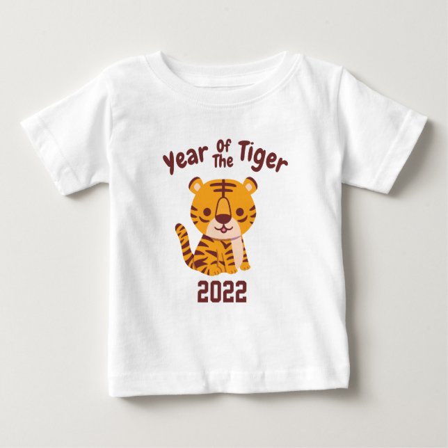Camiseta Para Bebê Pequeno Tigre Bonito, Ano Da Camiseta Do Bebê Tigr (Frente)