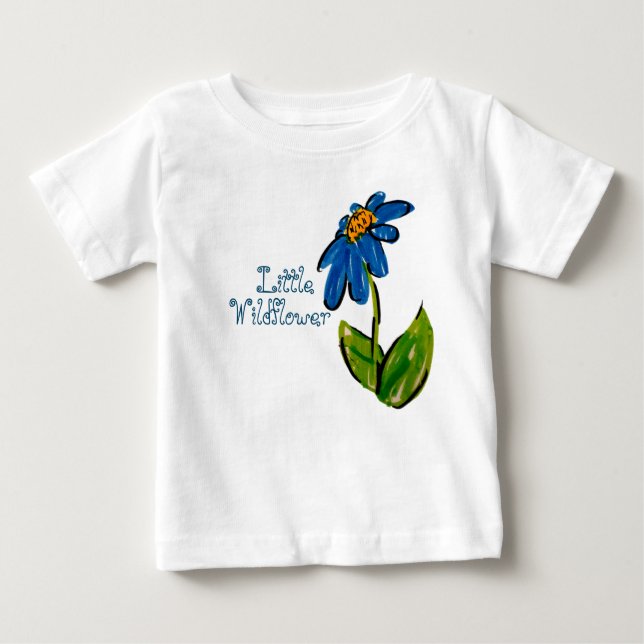Camiseta Para Bebê Pequeno Trabalho de Arte de Flor Selvagem (Frente)