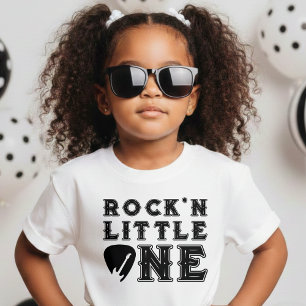 Camiseta Para Bebê Pequeno Violão Rock'n Guitar Pick Festa de 1º Aniv