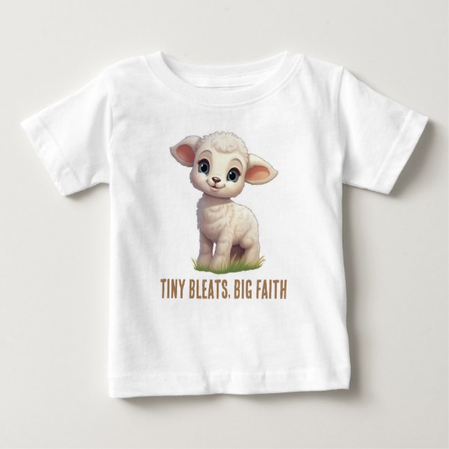 Camiseta Para Bebê Pequenos Bleats, Grande Fé (Frente)