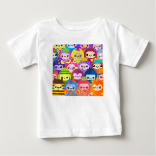 Camiseta Para Bebê Pequenos Monstros Kawaii