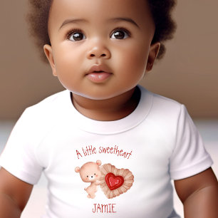 Camiseta Para Bebê Pequenos Namorados Doces Nome do Urso Bebê