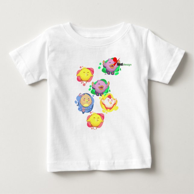 Camiseta Para Bebê Pequenos Pássaros Bebê T-Shirt (Frente)