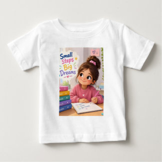 Camiseta Para Bebê Pequenos Passos Grandes Sonhos Motivação de Estudo