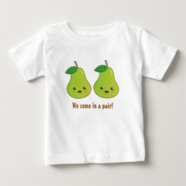 Camiseta Para Bebê Pêras fofas que vêm em par (Frente)