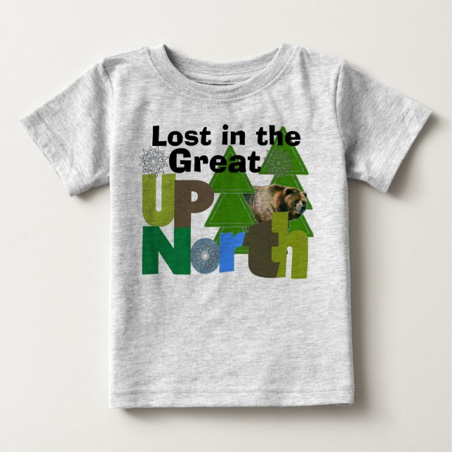 Camiseta Para Bebê Perdido No Grande Norte (Frente)