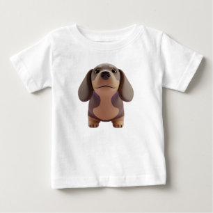 Camiseta Para Bebê Personagem de cachorrinho dachshund de desenho ani