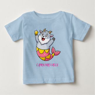 Camiseta Para Bebê Personagem de Capricórnio Bode Sereia Zodíaco Fofo