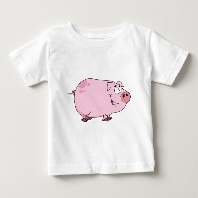 Camiseta Para Bebê Personagem de desenho animado do porco (Frente)